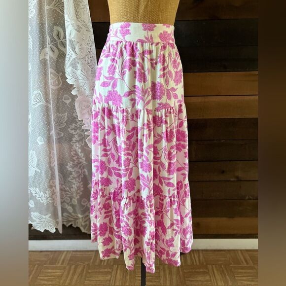NWT Modern Purple & White Plus Size LC Lauren Conrad Three Tiers Midi Skirt - Picture 3 of 11